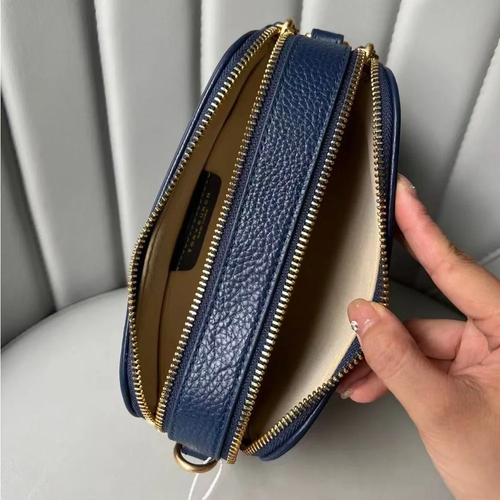 Tory Burch Deep Blue Crossbody Bag with Patterned Strap